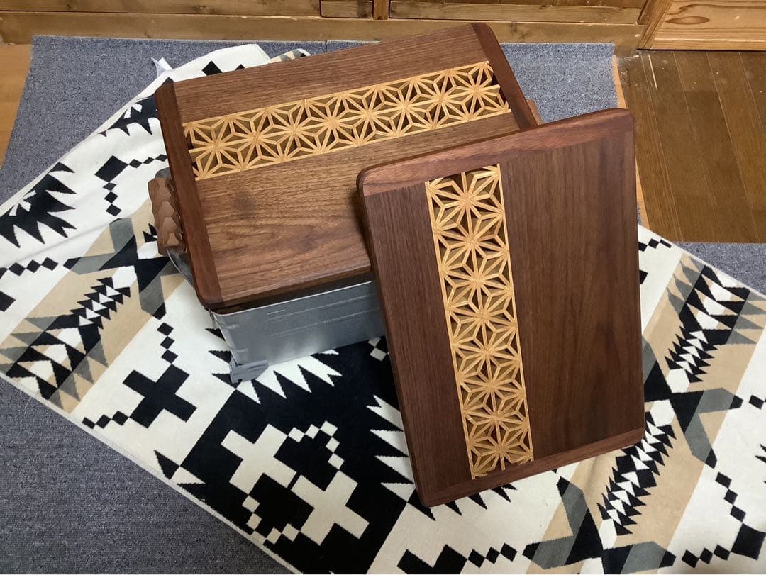 ハル様オーダー品スノーピークシェルコンサイズスライド天板組子細工1402セット