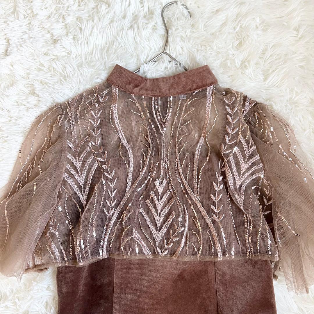 美品　LEJA ケープ風スパンコール刺繍ボレロマーメイドキャミワンピース　レジャ