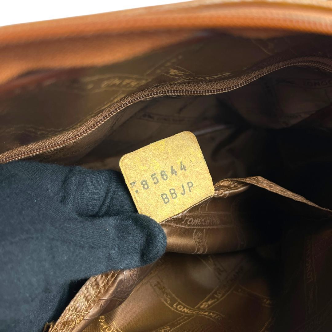 良品 LONGCHAMP 2865 ボストンバッグ バンブー オールレザー