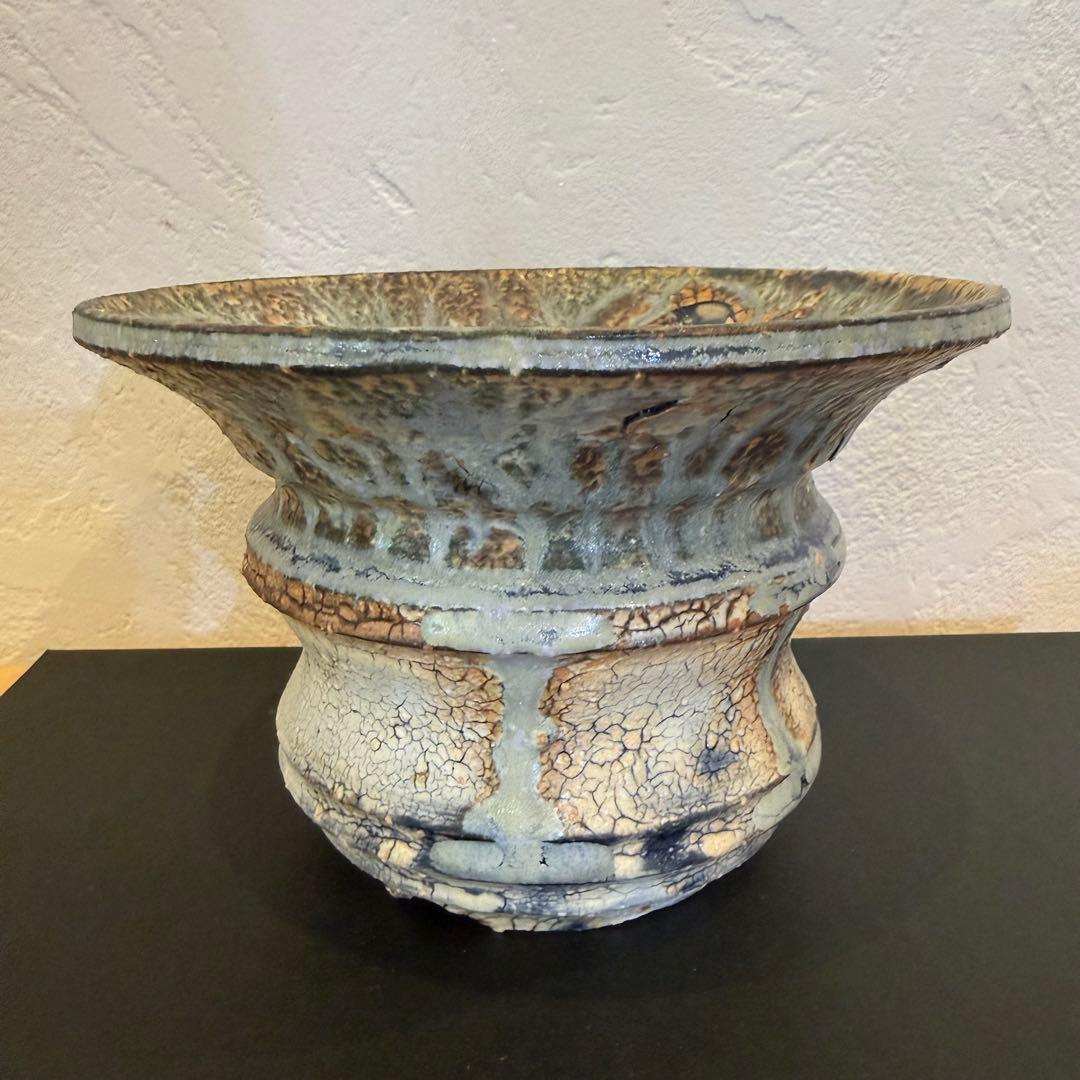 新品未使用 大人気 レア 阪本健 植木鉢 作家鉢 青