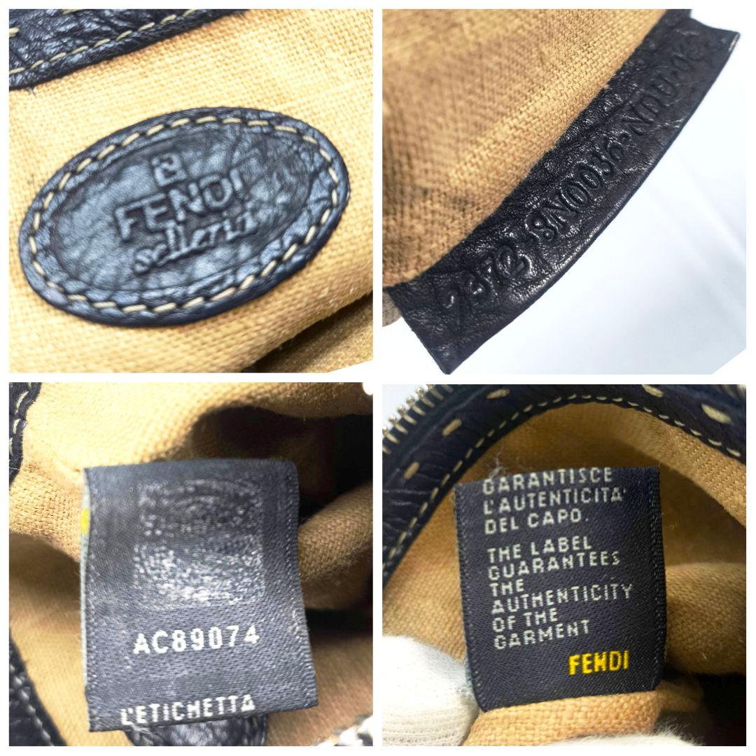 美品 フェンディ レザー ミニ ポーチ 化粧 クラッチバッグ セレリア