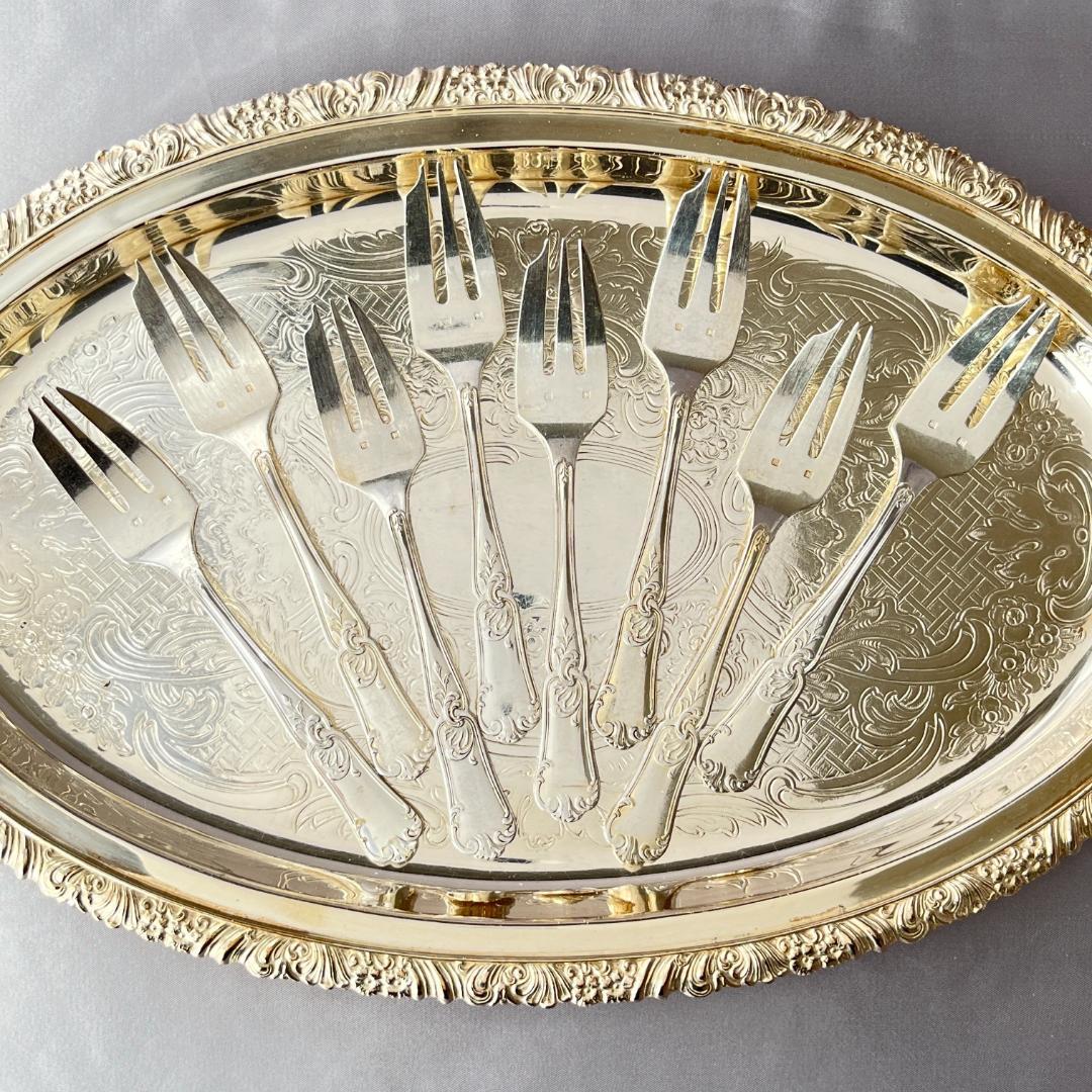 【仏蘭西】 Louis XV ケーキフォーク 8本【シルバープレート】