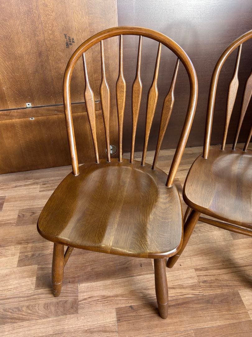 721 タモ材 ウィンザーチェア 2脚セット 北欧 木製 ダイニングチェア　美品