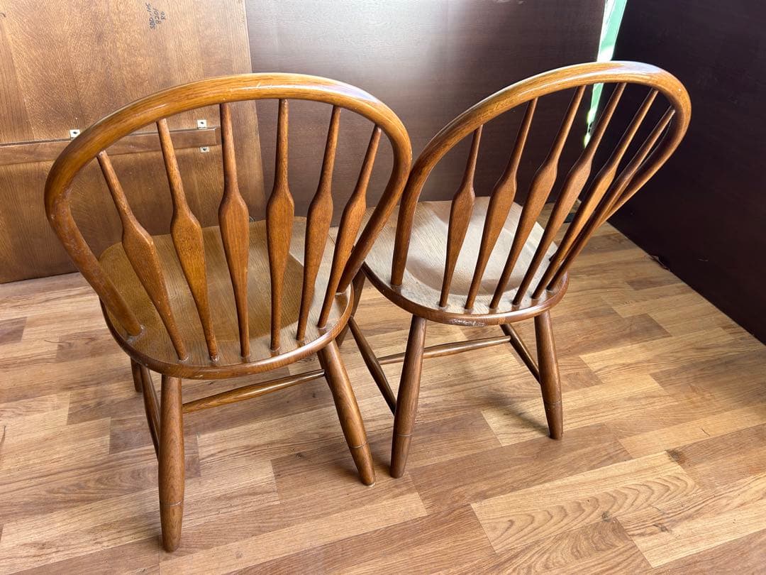 721 タモ材 ウィンザーチェア 2脚セット 北欧 木製 ダイニングチェア　美品