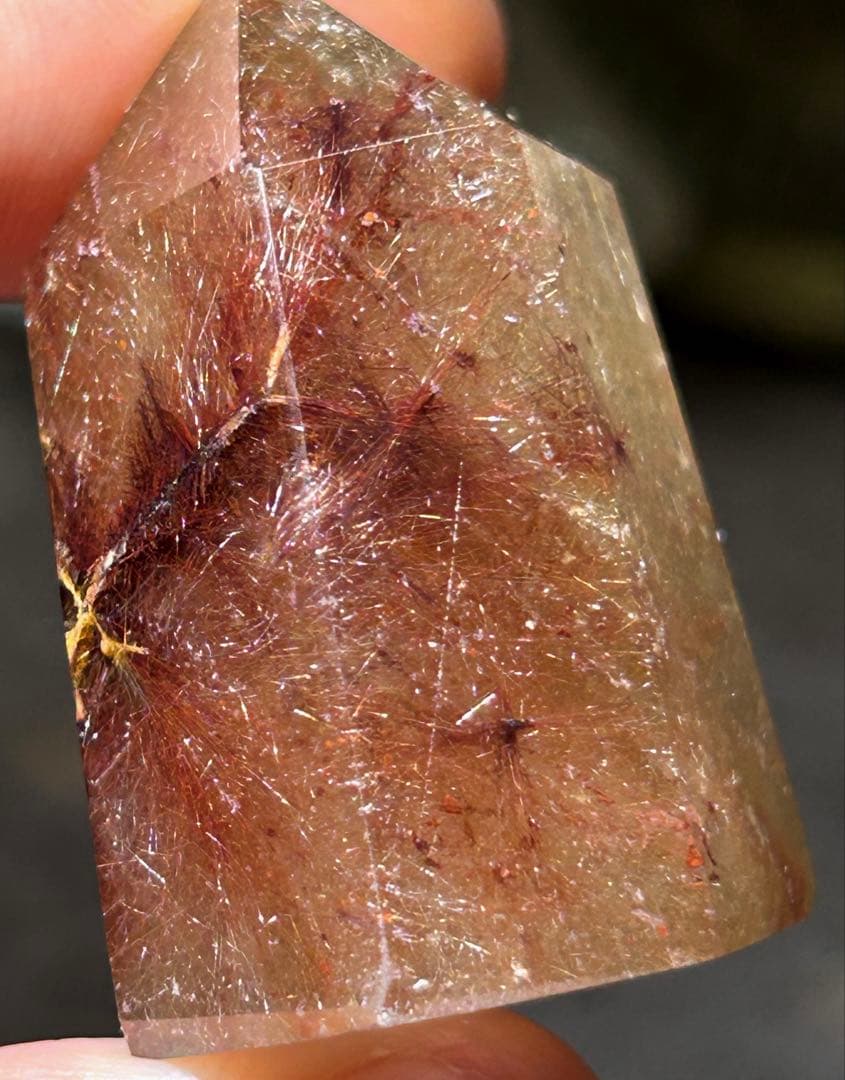 ⭐️別格高級品！プラチナ　レッド　シルバー　ルチル　原石　六角柱　福財龍王秘宝⑥