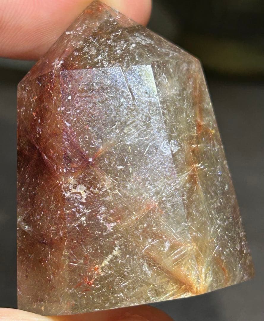 ⭐️別格高級品！プラチナ　レッド　シルバー　ルチル　原石　六角柱　福財龍王秘宝⑥
