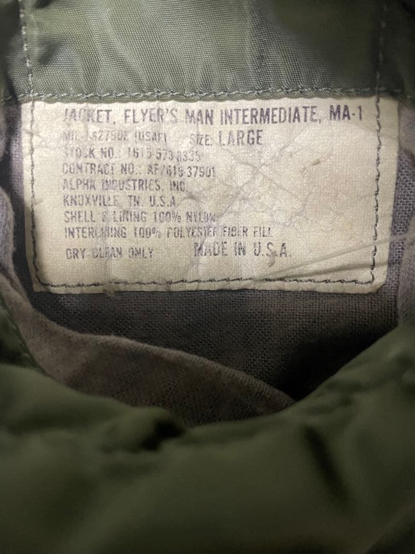 米軍実物 MA-1 1969年 ALPHA DSA IDEAL L