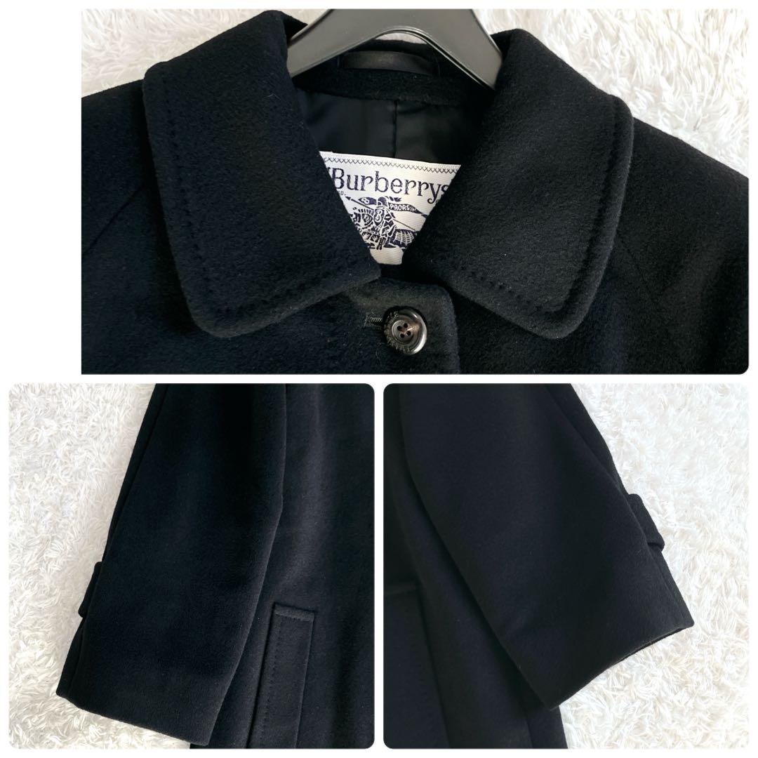 錦糸カシミヤ100✨バーバリーズ ステンカラーコート ロング シャドーホース 黒