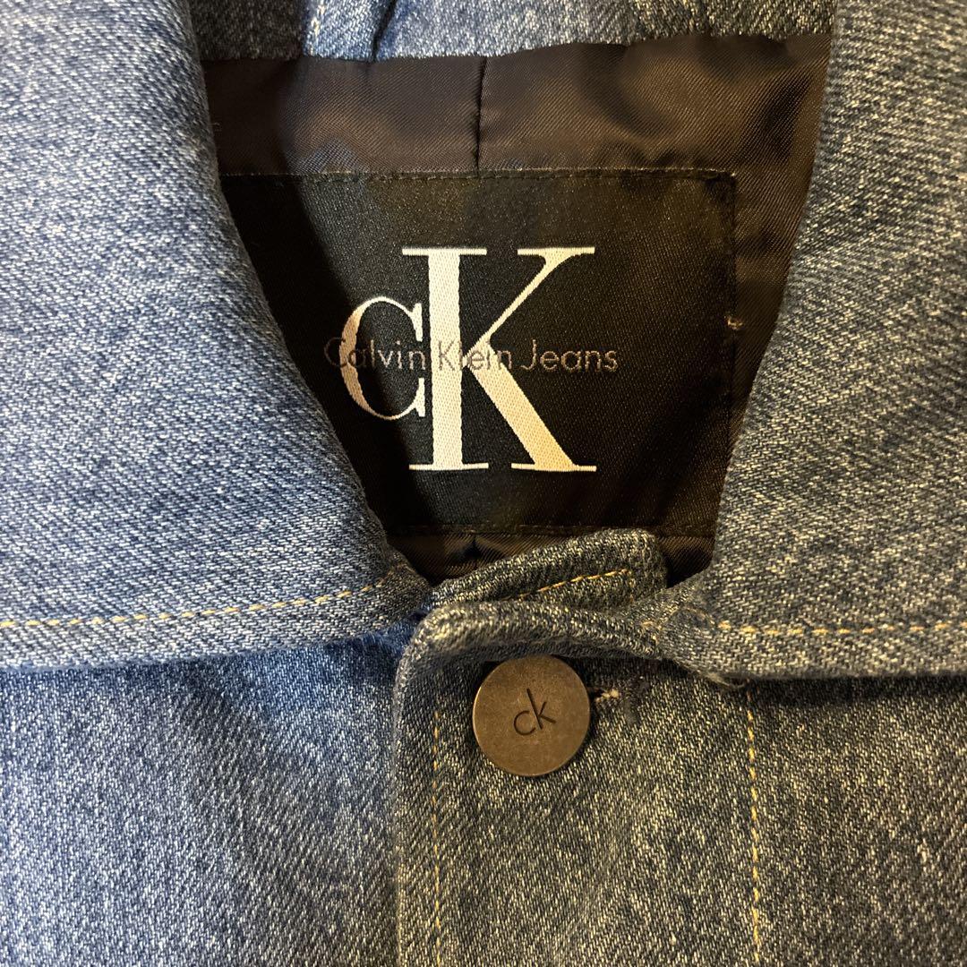 激レア＊カルバンクライン ステンカラーコート デニム　中わた イタリア製　M