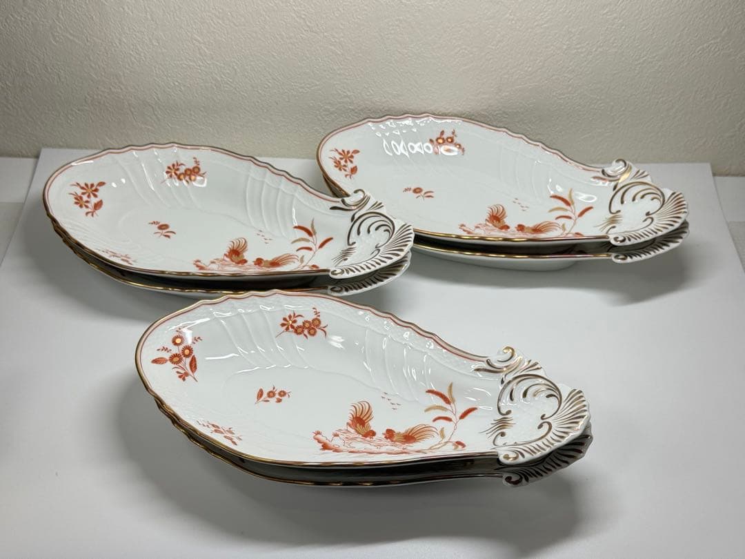 【高級】Richard Ginoriレッドコック ナス型プレート 6枚セット