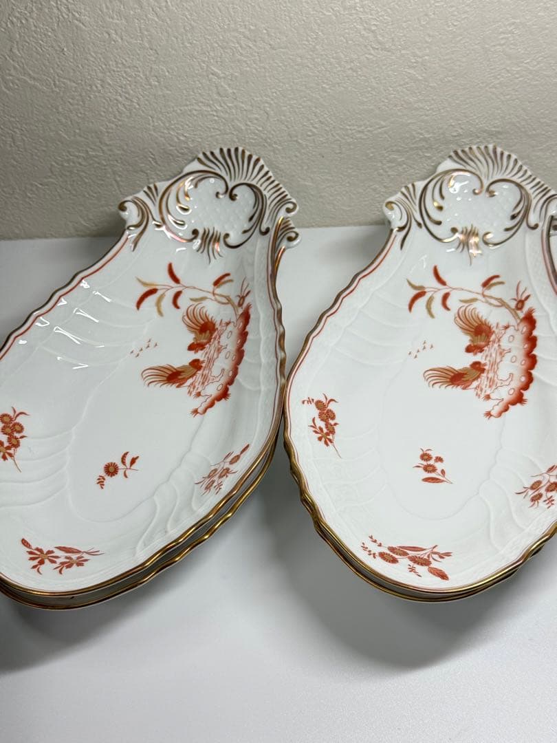 【高級】Richard Ginoriレッドコック ナス型プレート 6枚セット