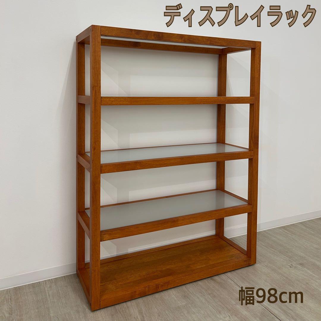 展示品★木製ディスプレイラック オープンラック ガラス棚 北欧風 什器