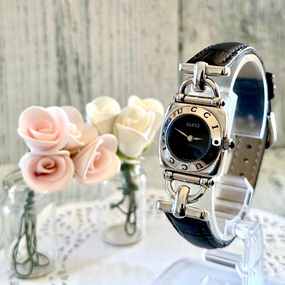 【電池交換済】グッチ GUCCI 腕時計 6300L ブラック レディース