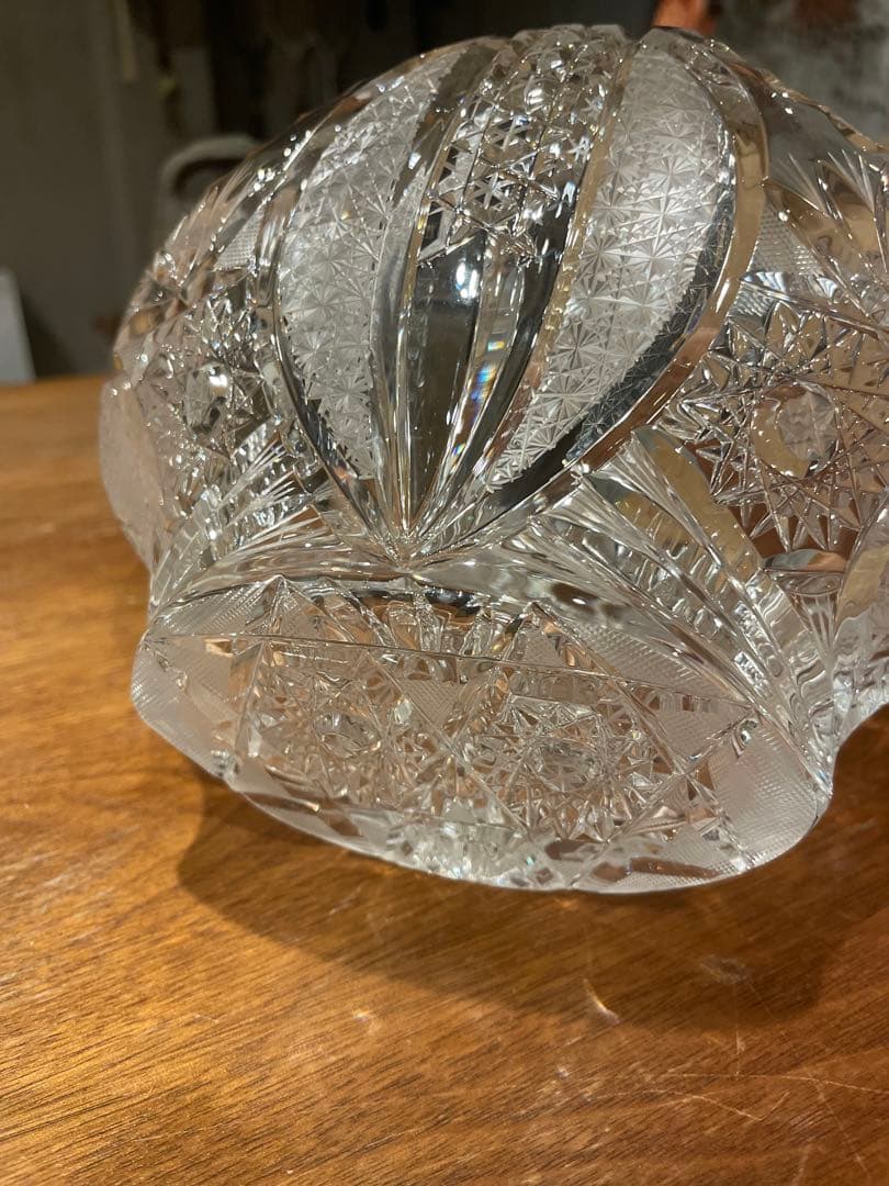 ボヘミア　クリスタル　バスケット　花籠　インテリア　フラワースタンド