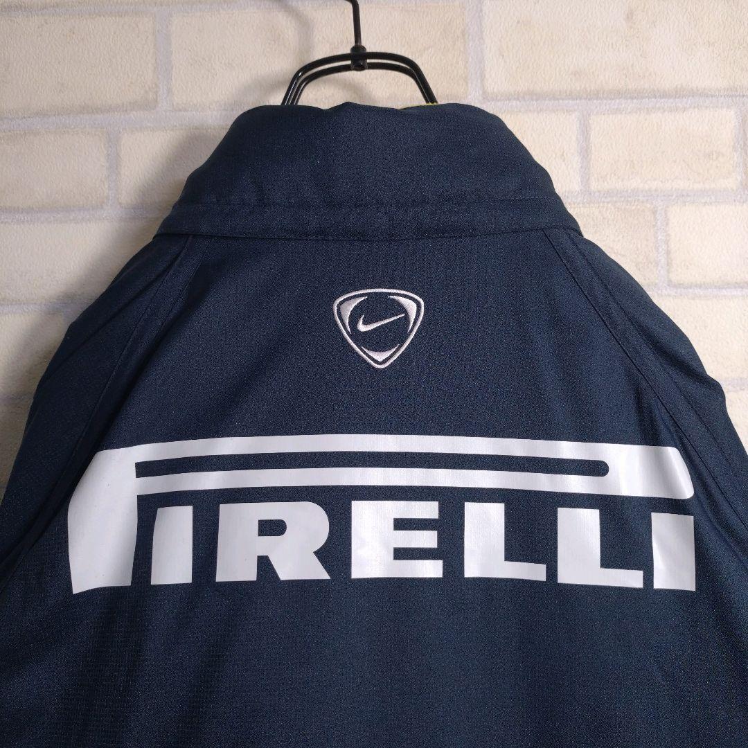 ナイキ★00s インテル 刺繍ロゴ 裏フリース 中綿 ナイロンジャケット 紺 M