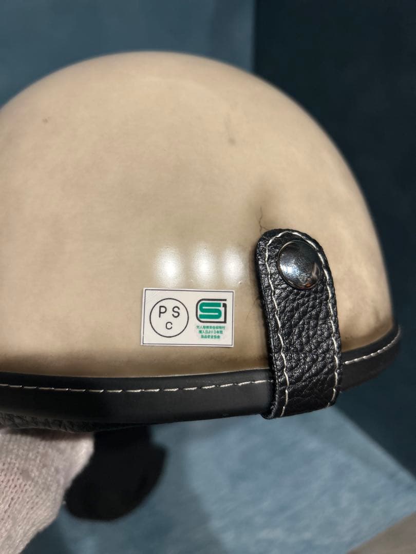 ポリスヘルメット　新品　エイジング加工　ハーレー　チョッパー　ポリヘル　無地