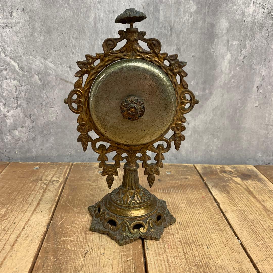 E-4 希少 アンティーク 卓上ベル 呼び鈴 カウンターベル 真鍮製 百合の紋章