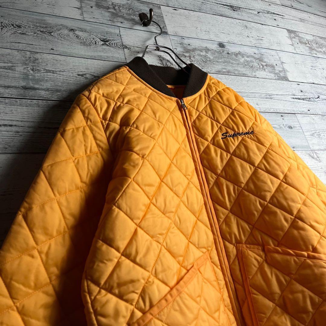 【希少カラー】シュプリーム☆ 両面刺繍ロゴ入りキルティングジャケット オレンジ