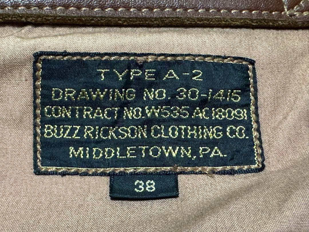 バズリクソンズ　A-2フライトジャケット　サイズ：３８