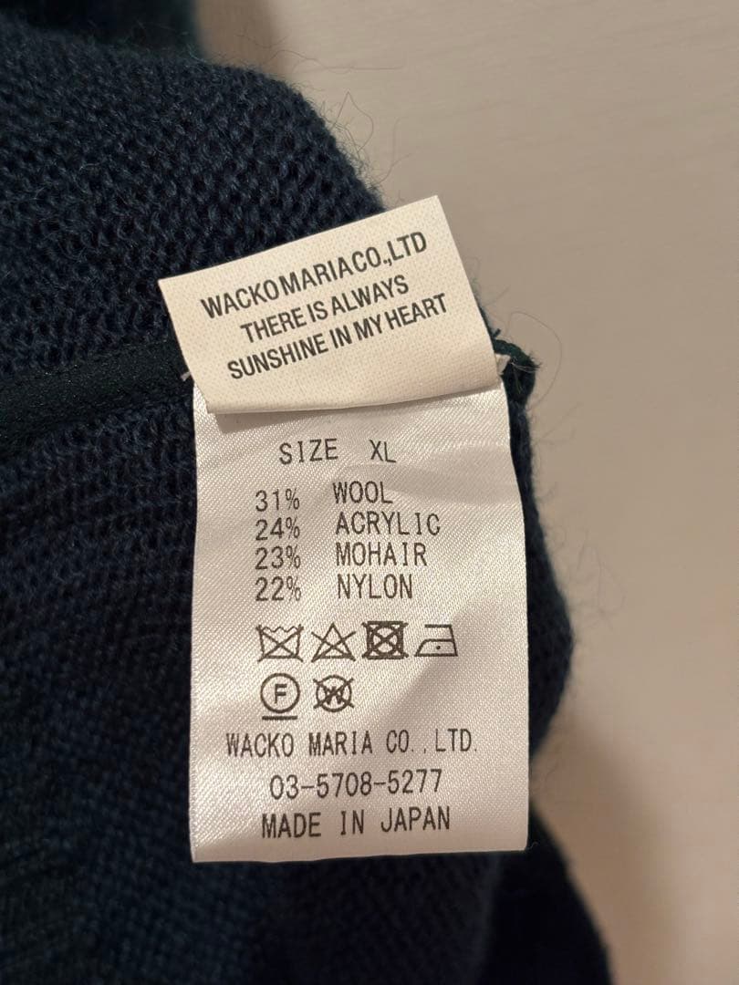 ワコマリア WACKOMARIA モヘア カーディガン XL カーキ グリーン