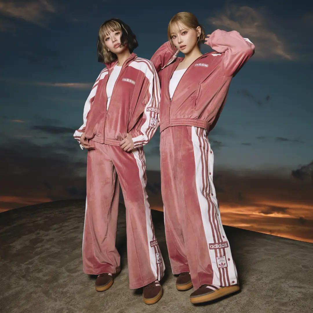 重盛さとみ　adidas ジャージ上下セット ピンク　ベロア