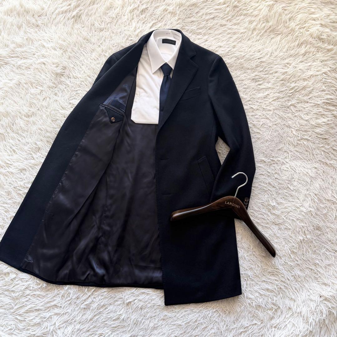 <美品>LARDINI ネイビー ウール チェスターコート サイズ46