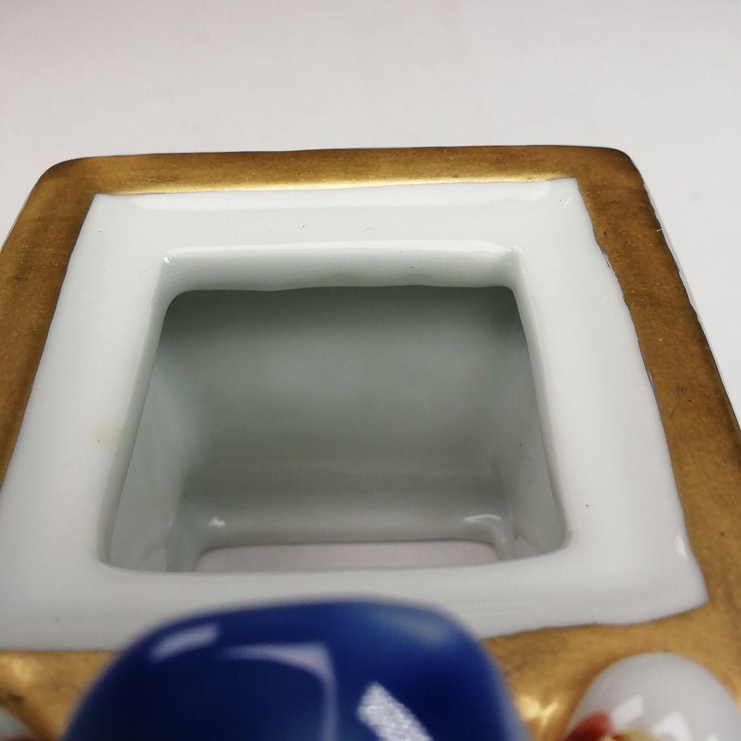 Ｗ５０　蓋置　『色絵　一閑人』『高野昭阿弥 造』　共箱　茶道具