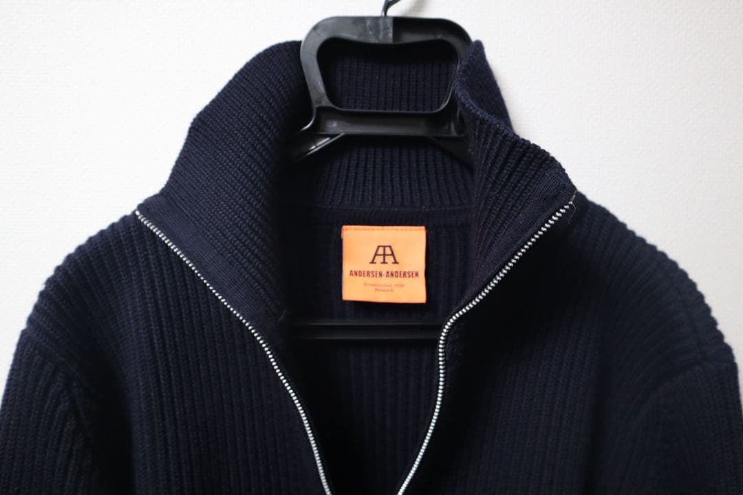 ANDERSEN-ANDERSEN ドライバーズニット　ネイビー　ウール　M