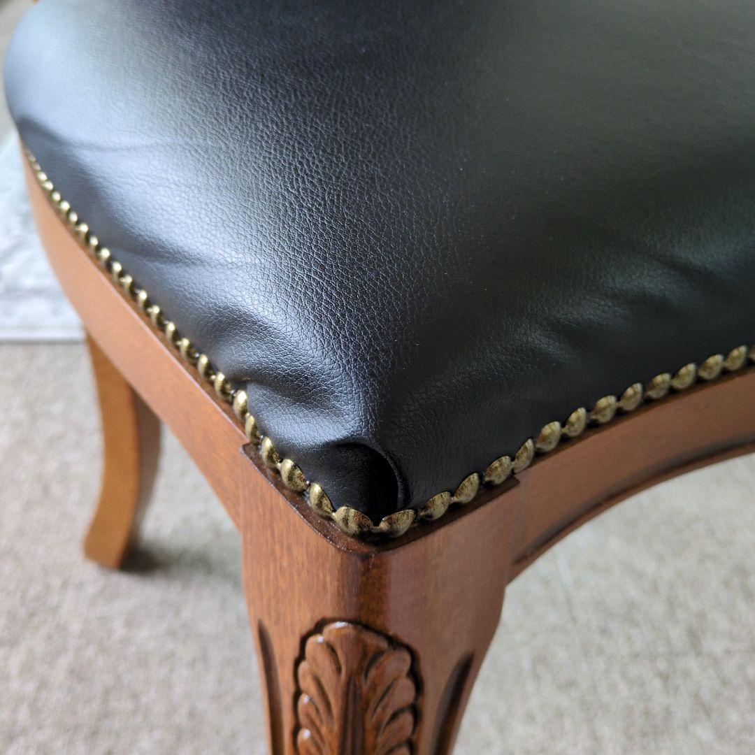 美品‼️ラスト１脚❗️イタリア ダイニングチェア 革張り 猫脚 ブラック