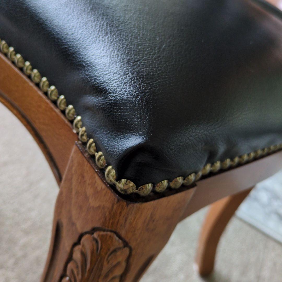 美品‼️ラスト１脚❗️イタリア ダイニングチェア 革張り 猫脚 ブラック