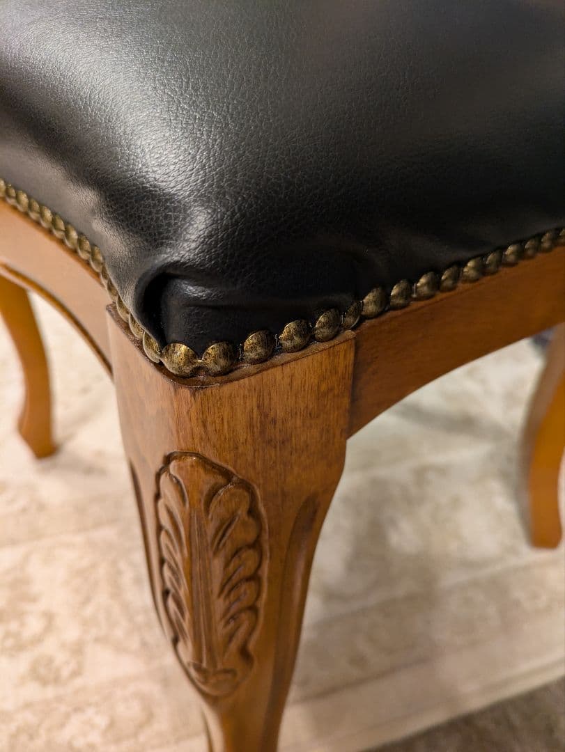 美品‼️ラスト１脚❗️イタリア ダイニングチェア 革張り 猫脚 ブラック