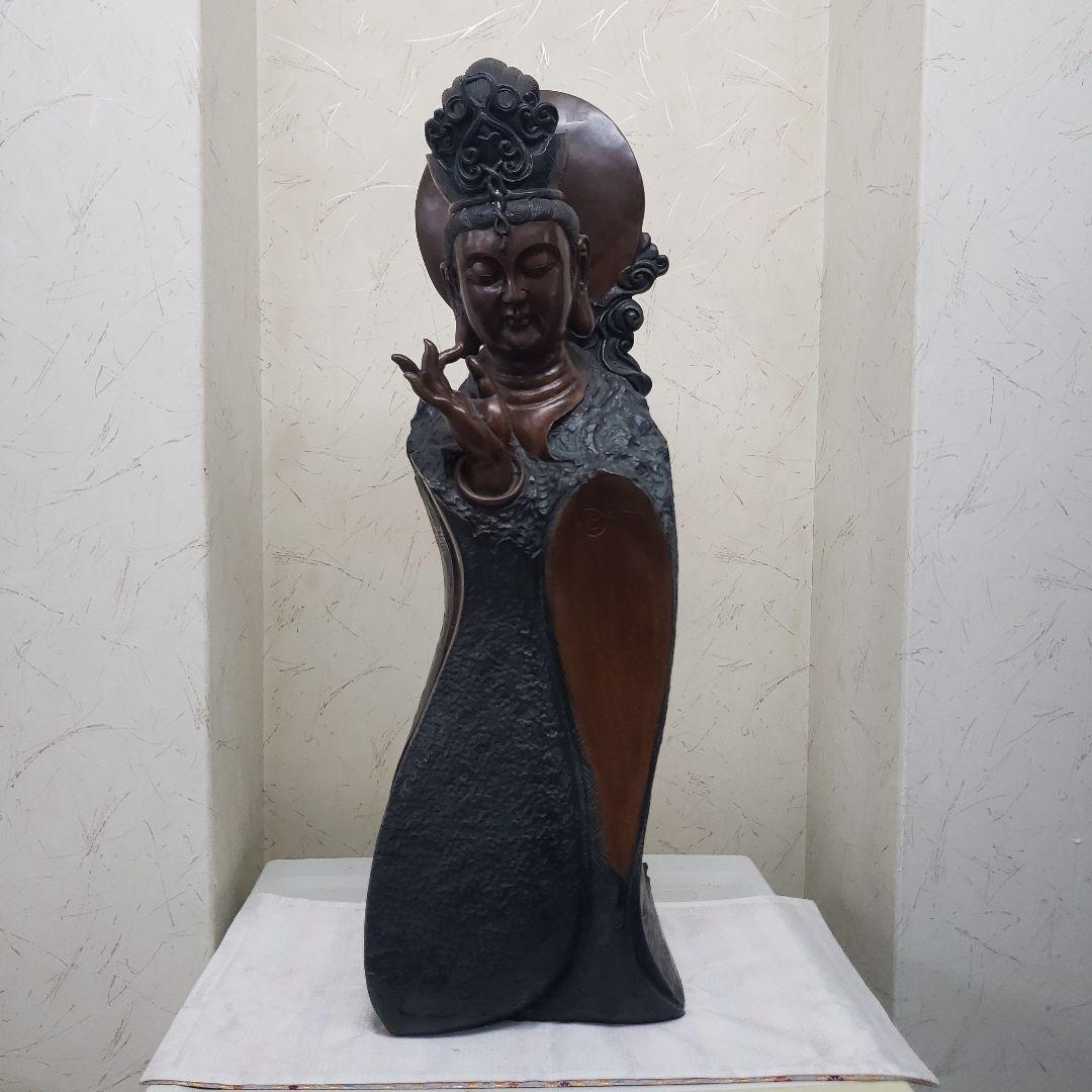 Ｂフライデー蔵出し特価金属製仏像風モダンアート彫刻 約68cm13,5kg作家物