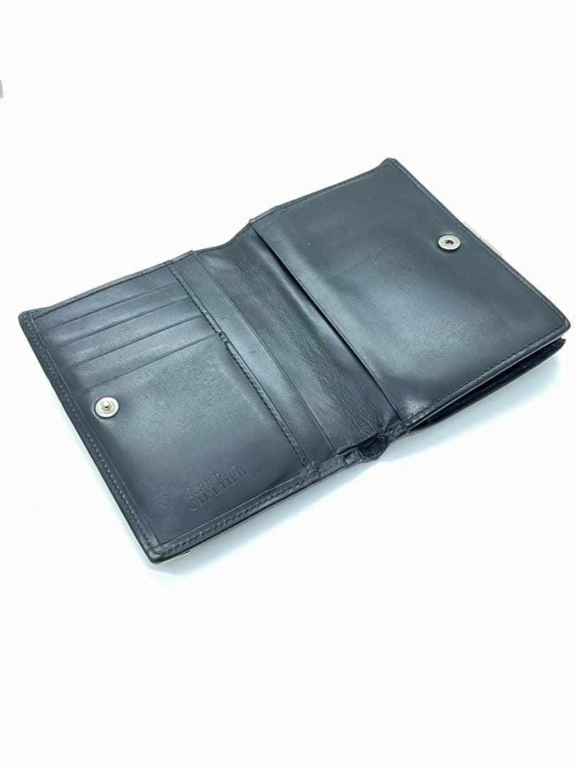 ゴルチエ メタルプレート　財布 黒