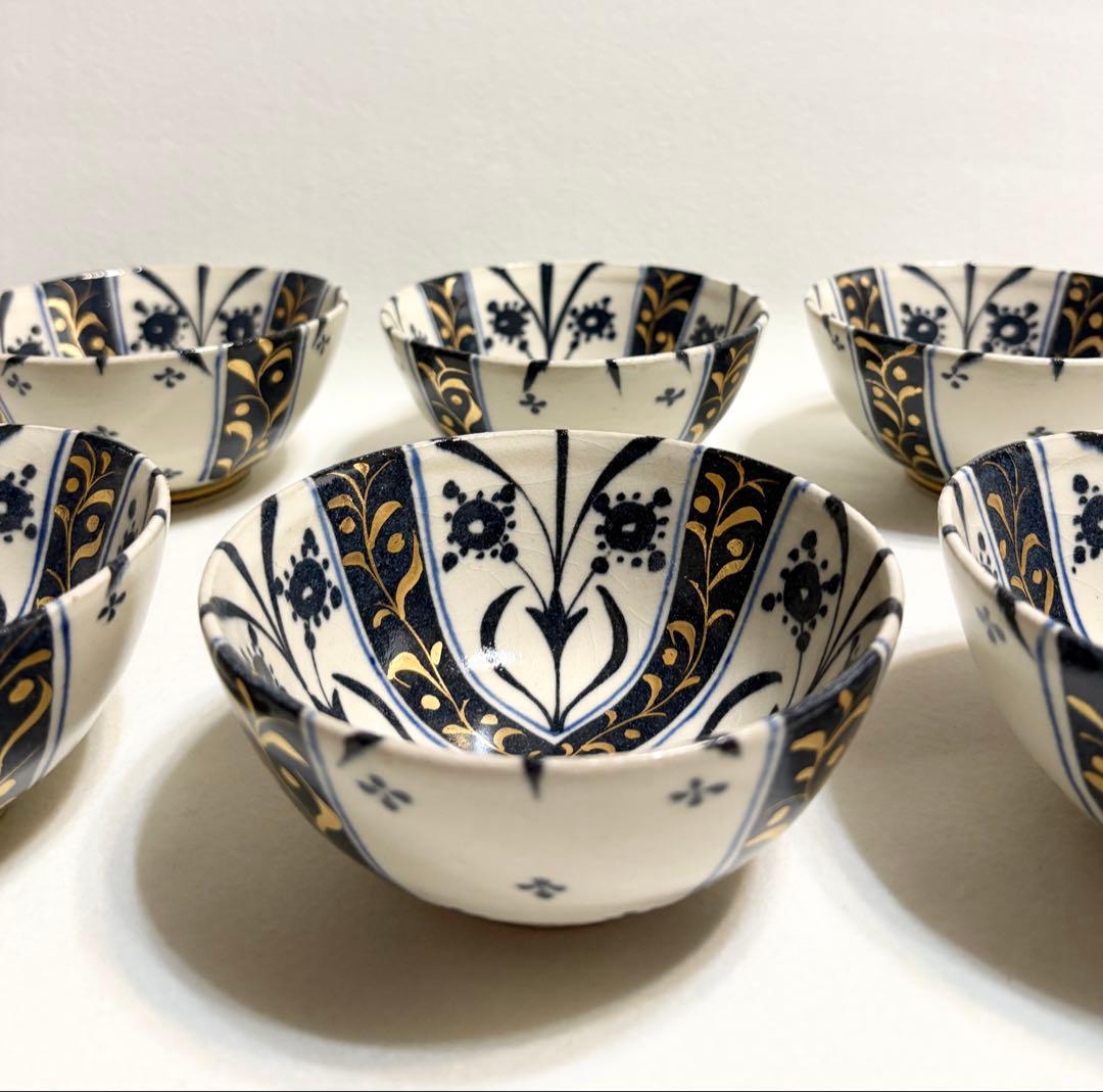 幸兵衛窯 白釉藍彩ボウル 鉢 加藤卓男 監修 オリエントの夢 6客 食器