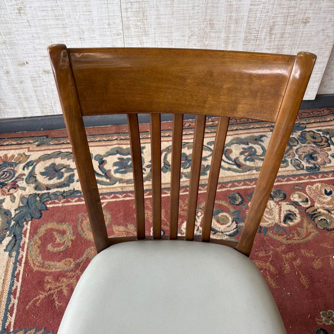 ② 昭和レトロ カリモク ダイニングチェア 木製椅子 古家具 グレー ビンテージ