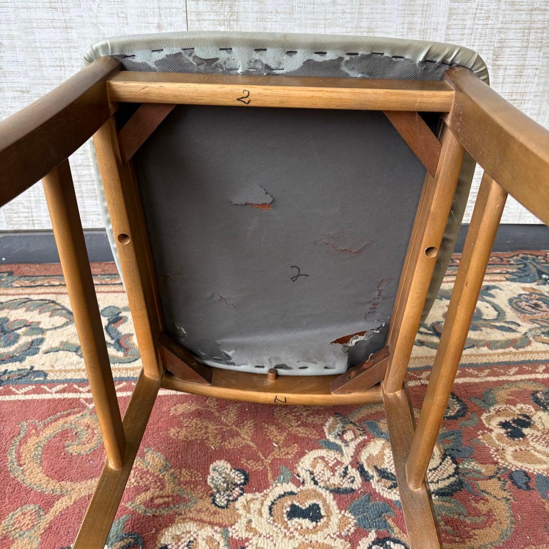 ② 昭和レトロ カリモク ダイニングチェア 木製椅子 古家具 グレー ビンテージ