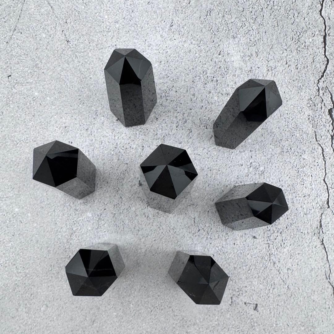 G-9モリオン六角ポイント　黒水晶タワー　天然石クリスタル　パワーストーン七星陣