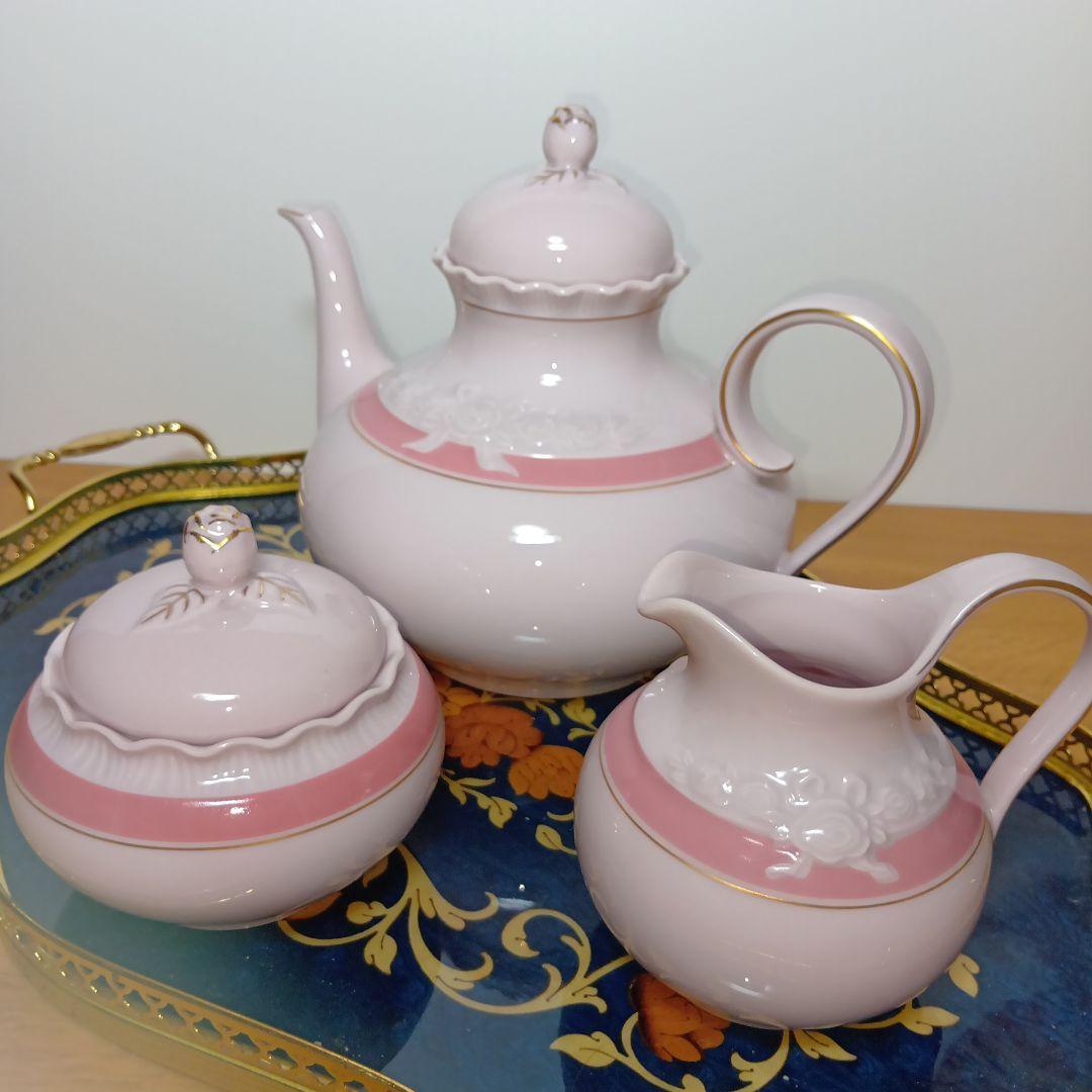 フッチェンロイター ポーセリンローズ ピンク ティーポット セット