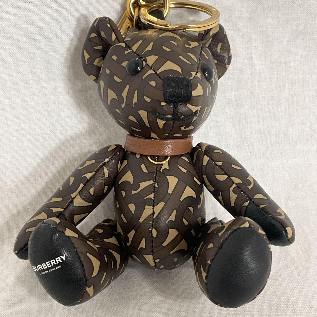 美品✨　バーバリー　TB柄　トーマスベアー　レザー　キーホルダー