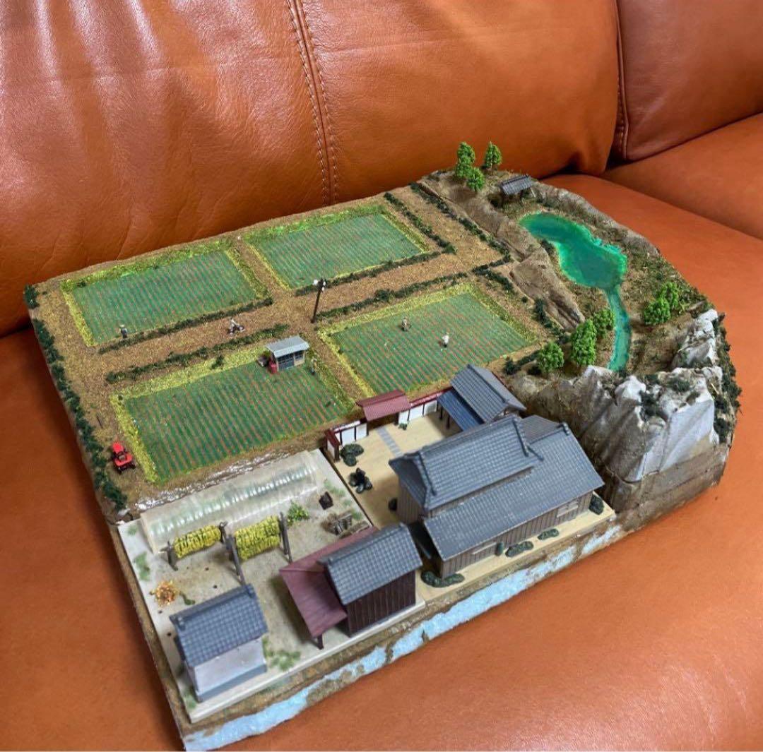 Nゲージ ジオラマ 田舎の風景　44cm×38cm
