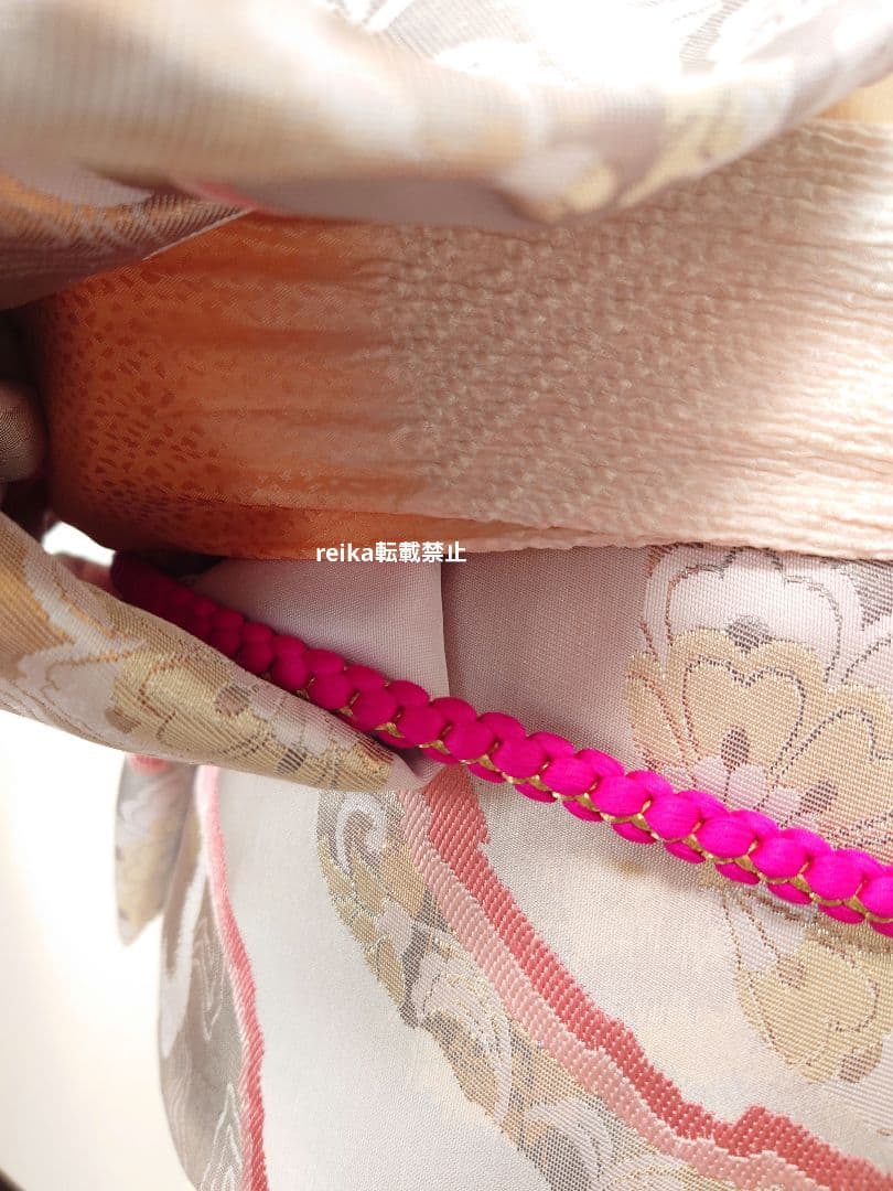 正絹　二部式　作り帯　振袖　成人式　 一点物