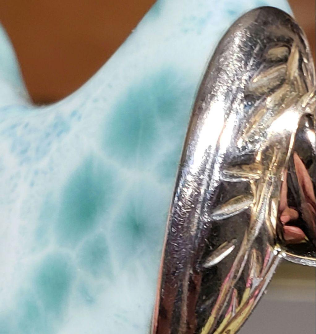 ラリマー　月　ハート　larimar & silver 作 ペンダントトップ