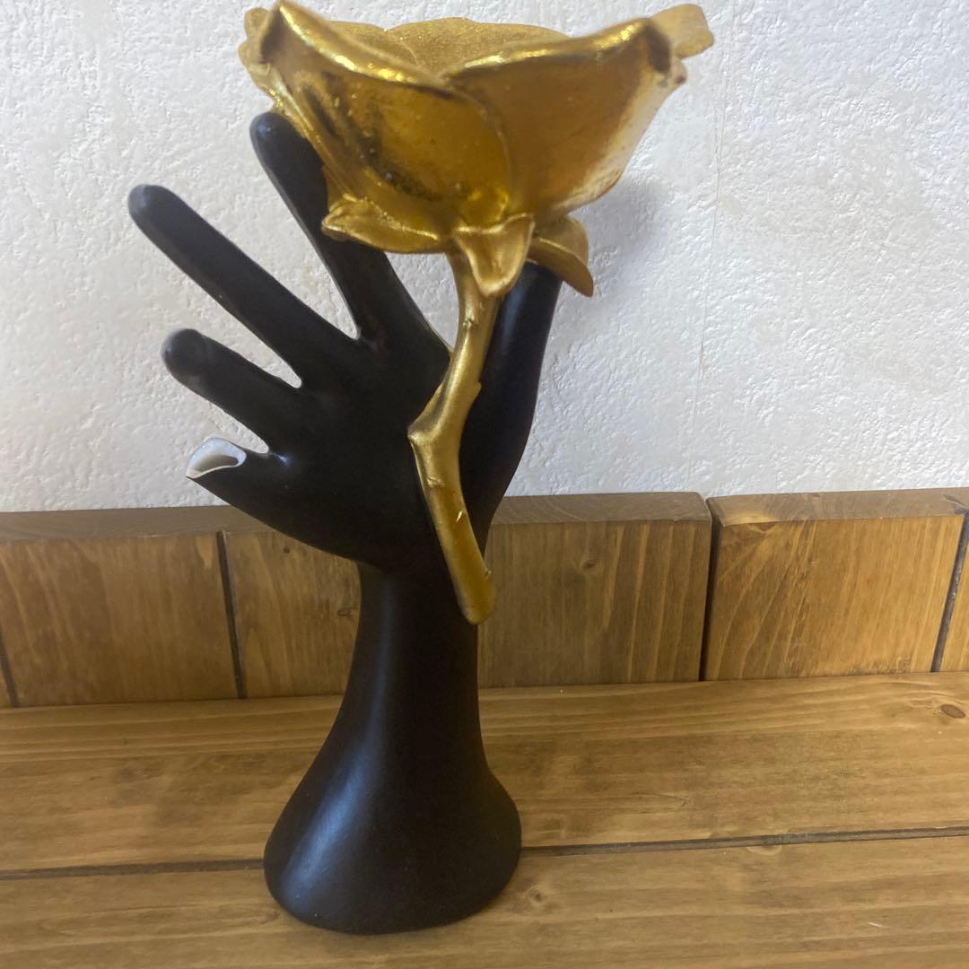 真鍮のトレイドック　黒い手のスタンド 小物入れ　キー置き　２個セット