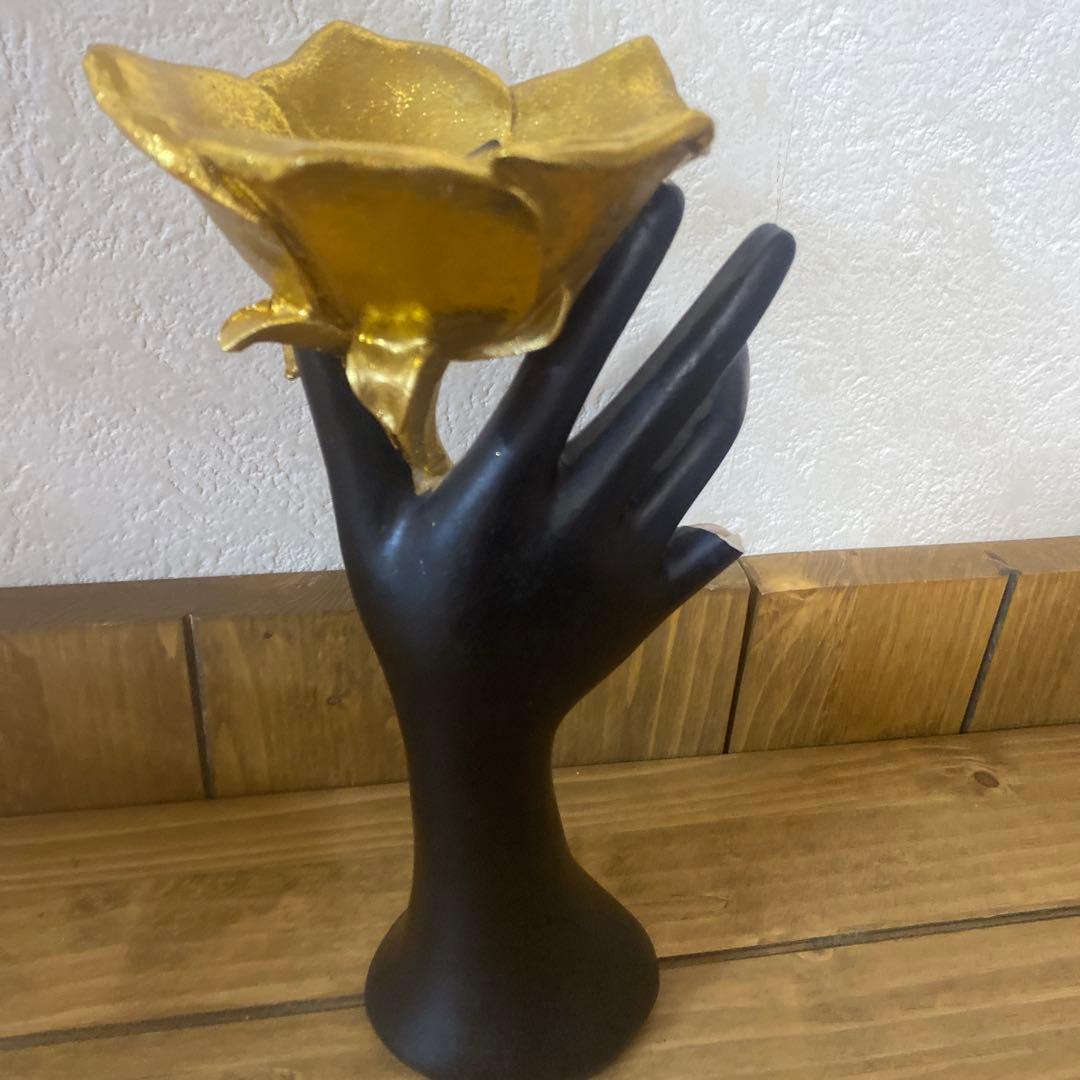 真鍮のトレイドック　黒い手のスタンド 小物入れ　キー置き　２個セット