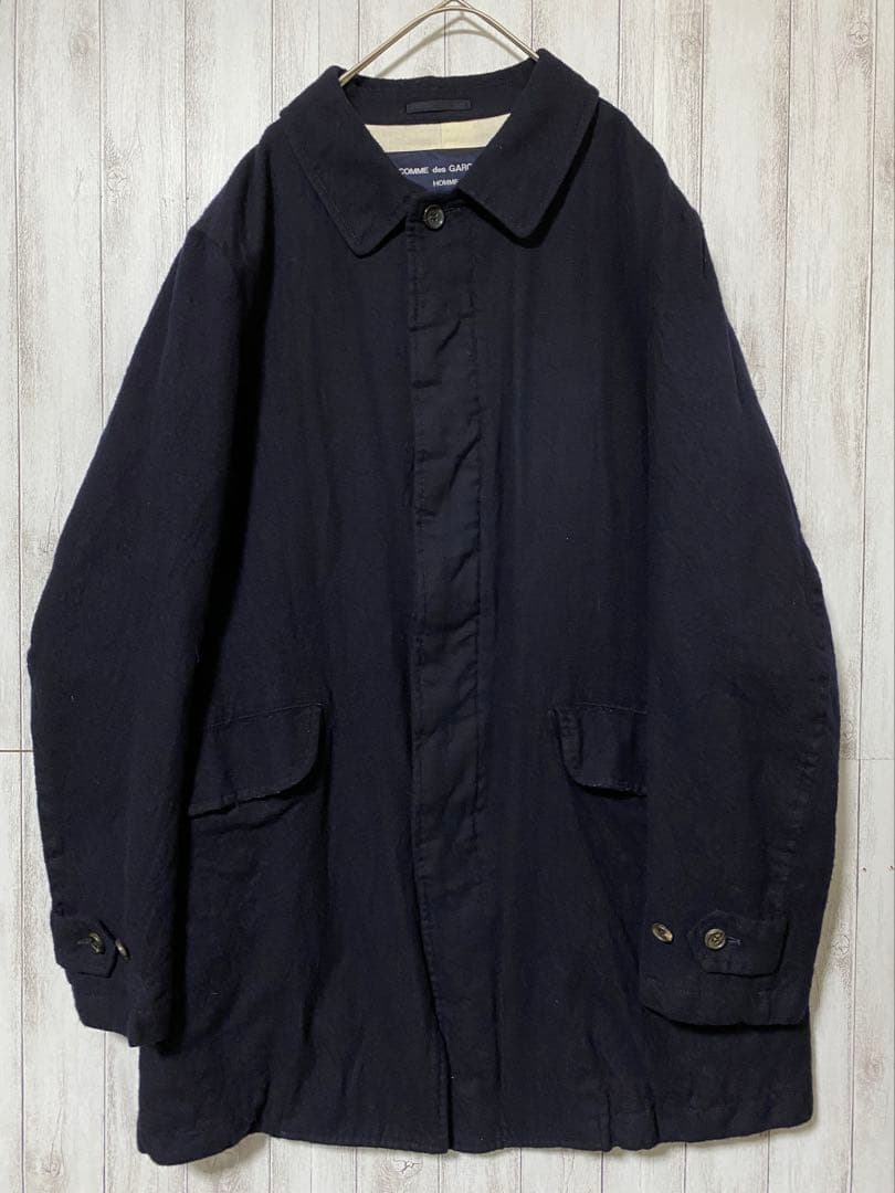 コムデギャルソンオム ウール 縮絨 バルマカーンコート 2017 ネイビー