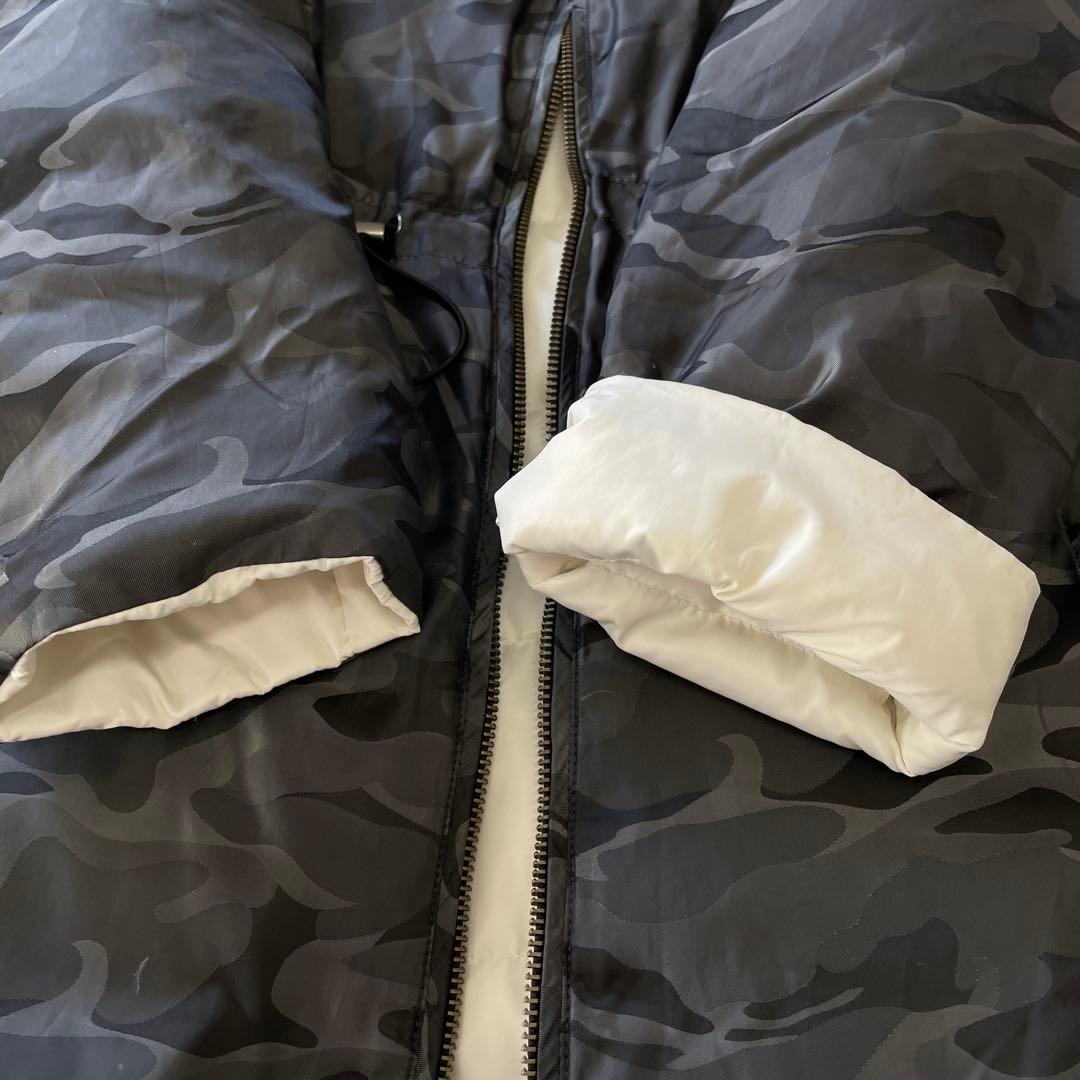 DAMA ダーマコレクション　リバーシブル ダウンコート　カモフラ　迷彩柄　白M