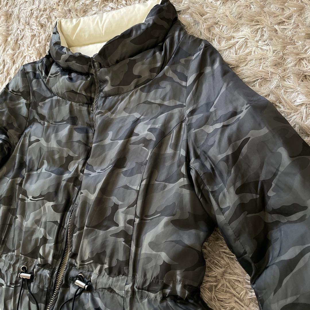 DAMA ダーマコレクション　リバーシブル ダウンコート　カモフラ　迷彩柄　白M