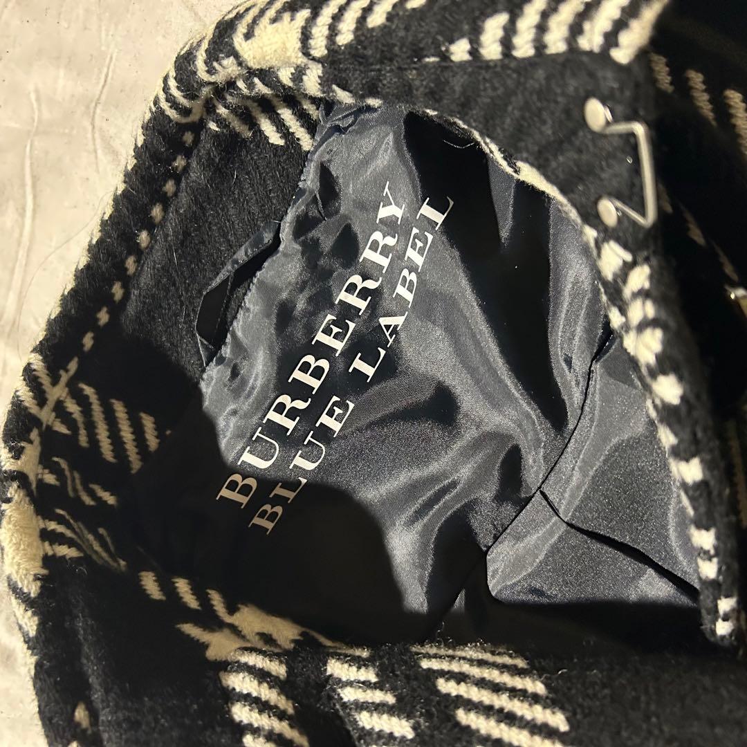 BURBERRY BLUE LABEL チェスターコート 黒白チェック