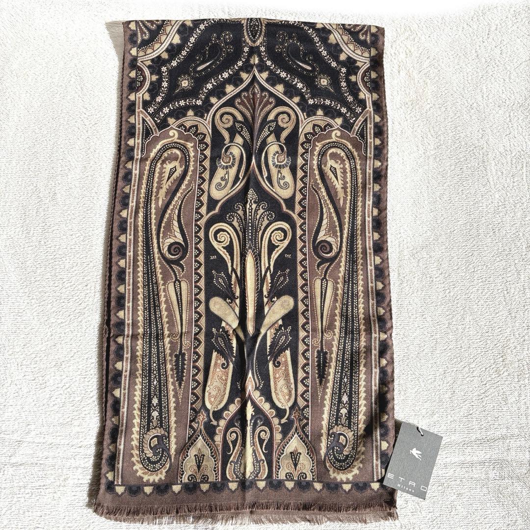 【新品】ETRO エトロ ペイズリー柄 ストール マフラー　イタリア製　シルク混