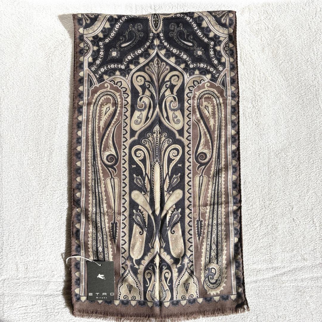 【新品】ETRO エトロ ペイズリー柄 ストール マフラー　イタリア製　シルク混